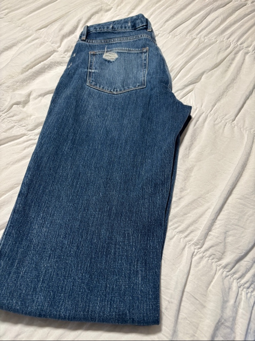 Good American Distressed Dark Blue Boyfriend Jeans - Picture 5 of 9